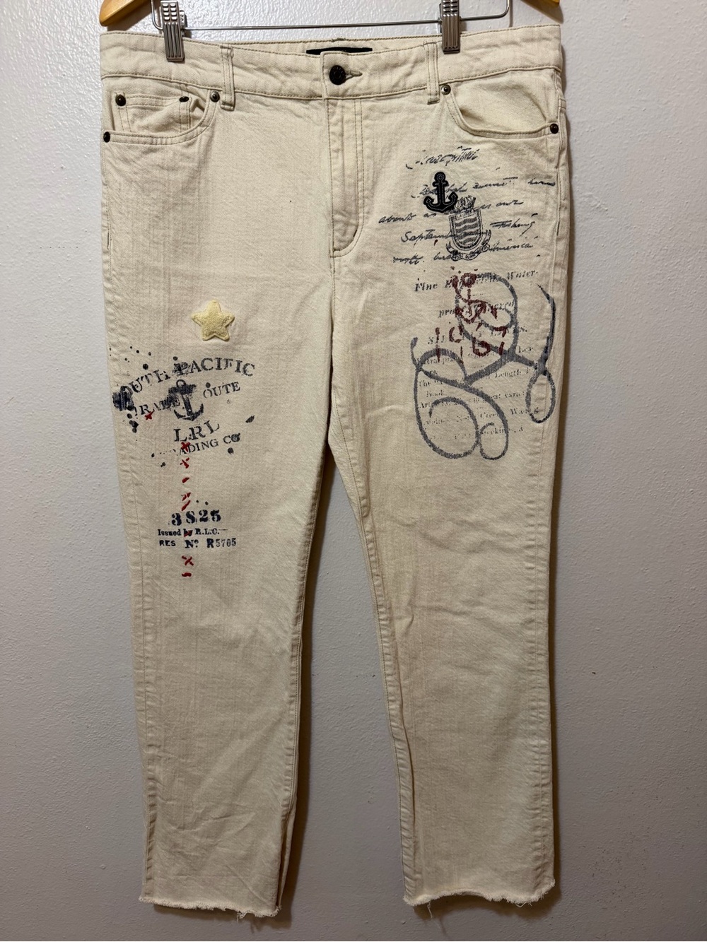 Lauren Jeans Co. Ralph Lauren Women’s LRL Straight Beige Stretch Denim Jeans 12